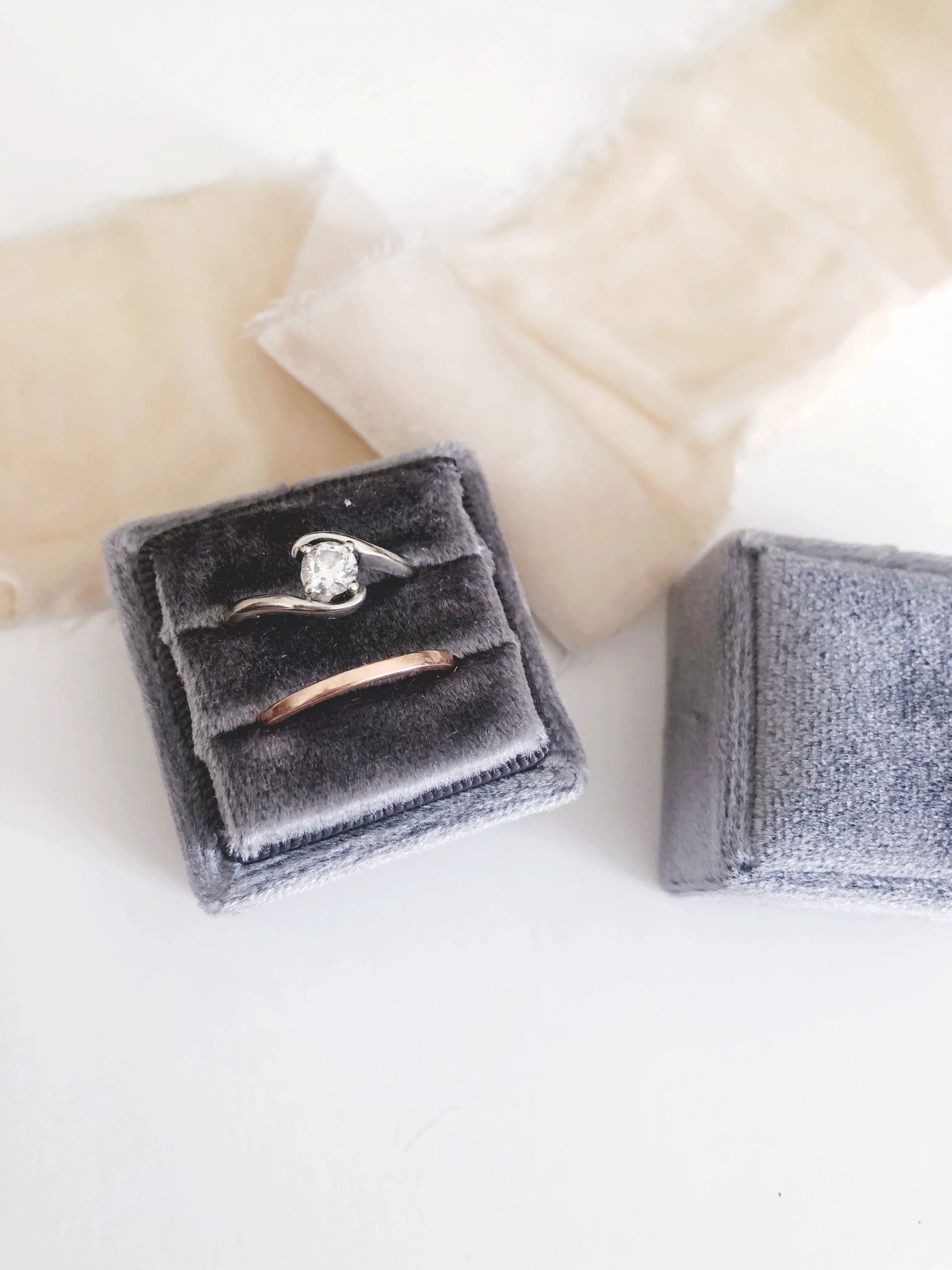 Charcoal Grey Sqaure Ring Box