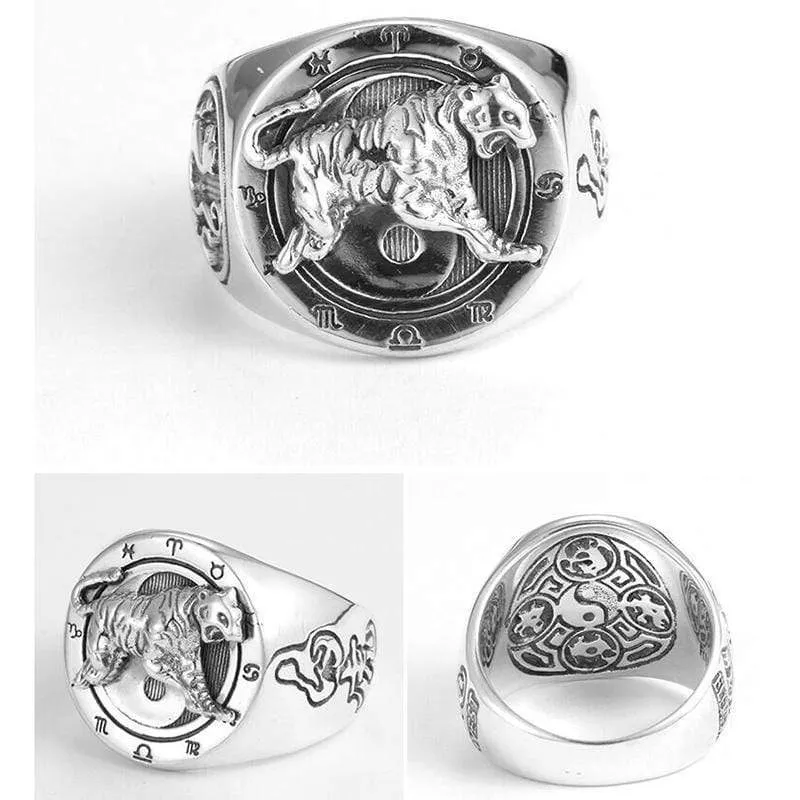 Chinese Four Symbols Sterling Silver Ring