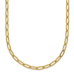 Chisel Stainless Steel Polished Yellow IP-plated Elongated Open Link Paperclip 15 inch Necklace with 2 inch Extension