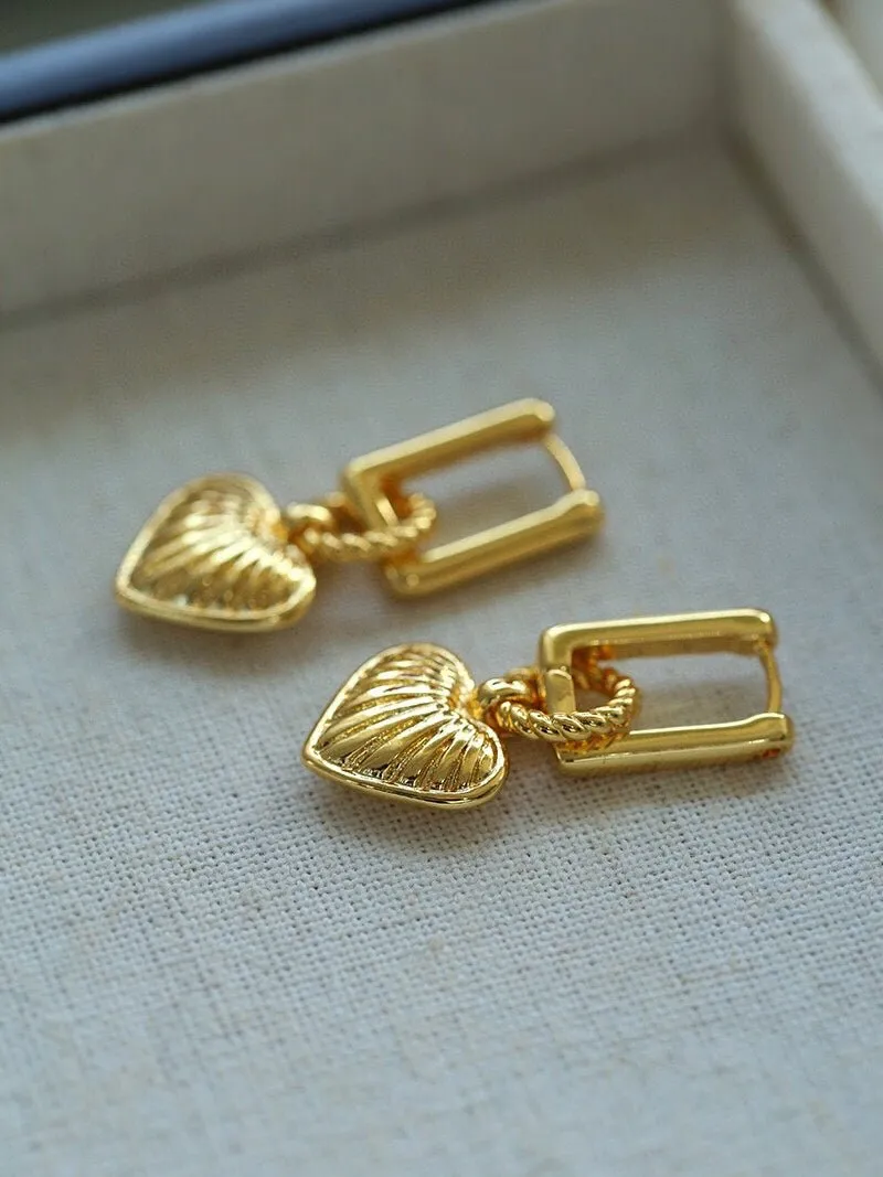 Classic Striped Heart Hoops Earrings