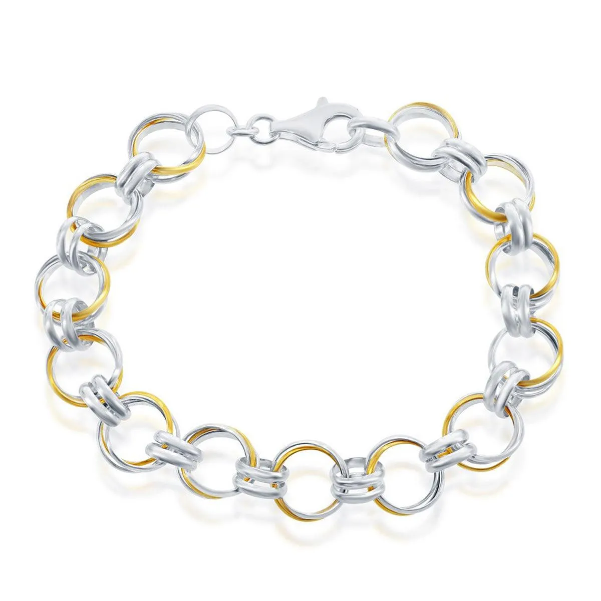 Classic Women's Bracelet - Sterling Silver and GP Multi Circle Link | S-4655