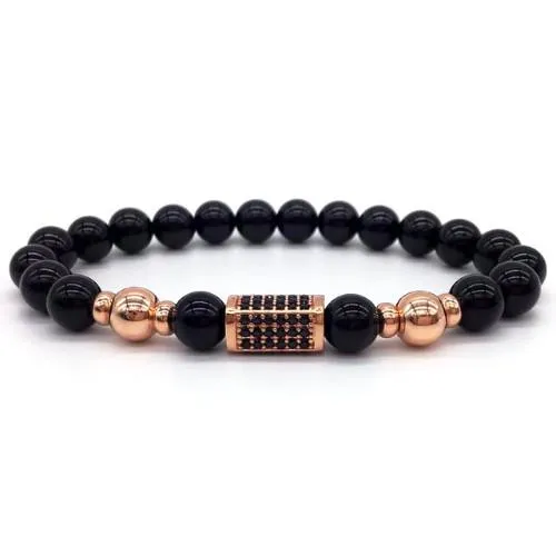 Classy Men Rose Gold/Black Bar Bracelet