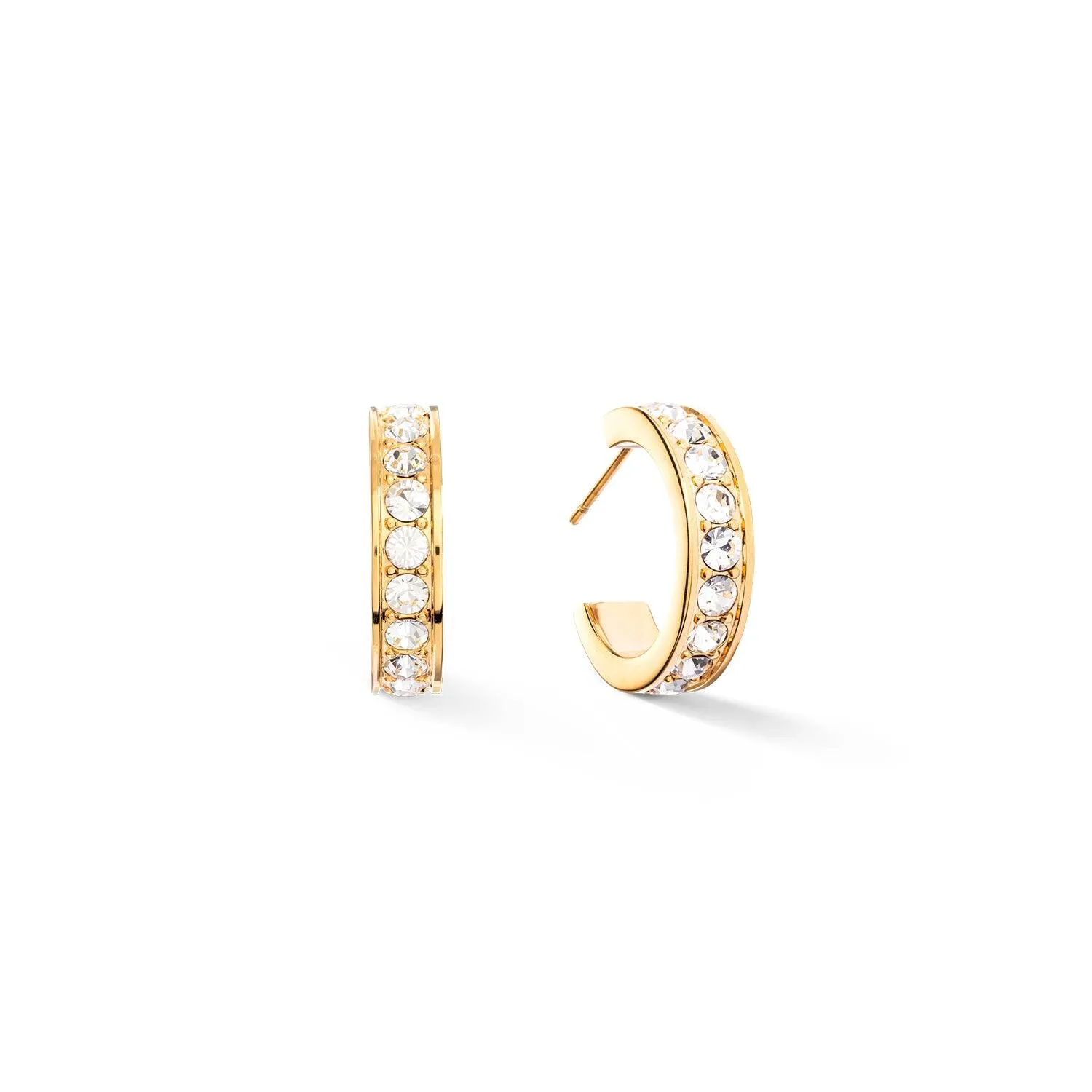 Coeur De Lion 20mm Crystals Hoop Earrings - Gold & White