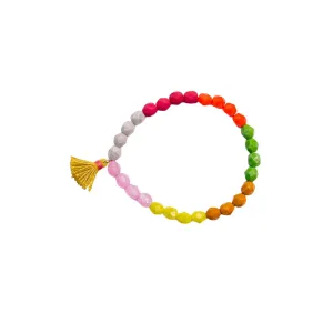 Colorblock Beaded Bracelet with Tassel