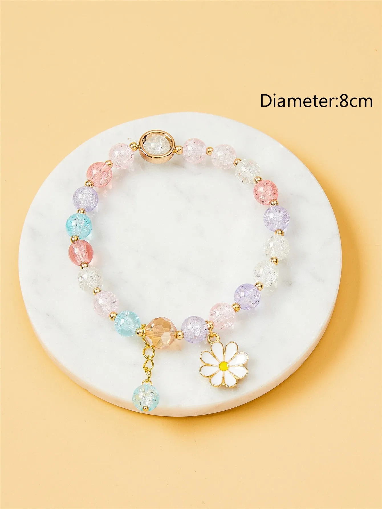 Colorful Flower Charm Beaded Bracelet Bead-string Bracelet Jewelry Accessory for