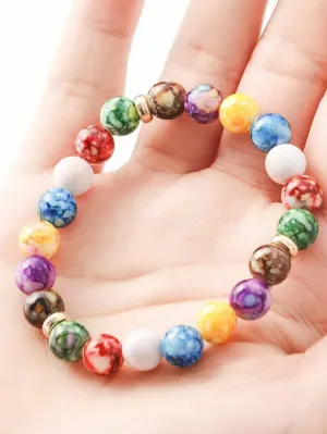 Colorful Marble Pattern Beaded Bracelet Women Bracelet Stackable Bracelet