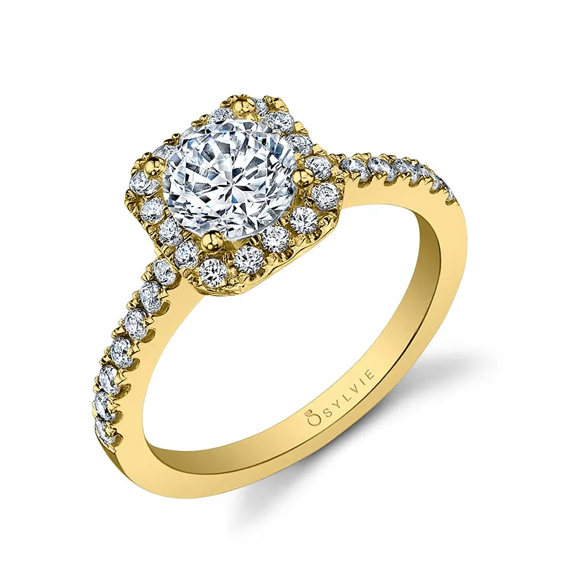 Cushion Cut Classic Halo Engagement Ring - Chantelle 18k Gold Yellow