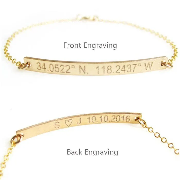 Custom Gold Bar, Satellite Chain, Freshwater Pearl Bracelet Set of 3 - CG301B. Starts at