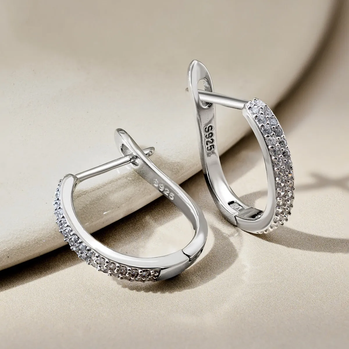 Dainty Pave Huggies Hoop Earrings