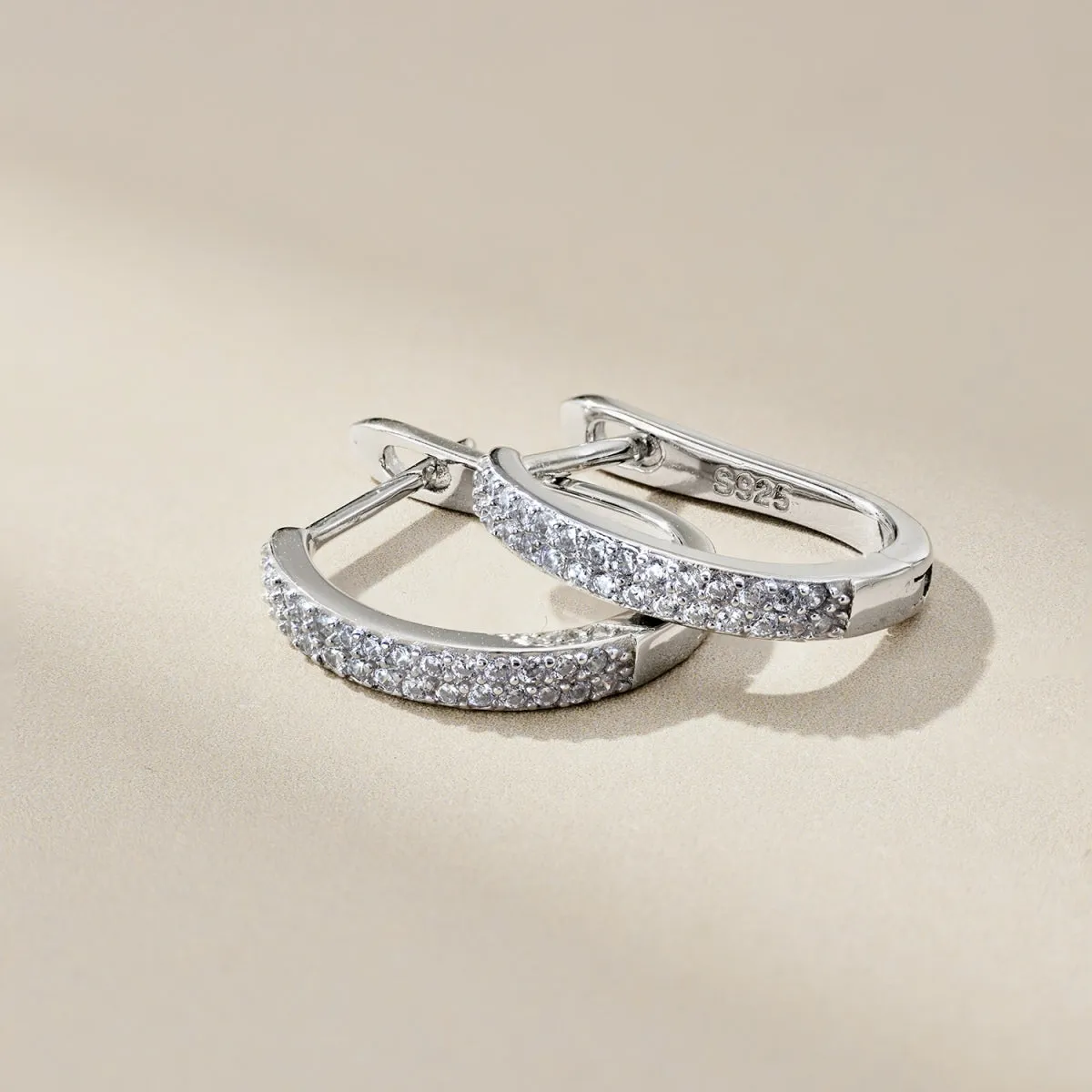 Dainty Pave Huggies Hoop Earrings