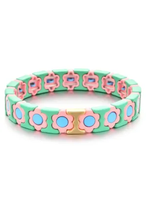 Daisy chain bracelet - mint/pink/aqua