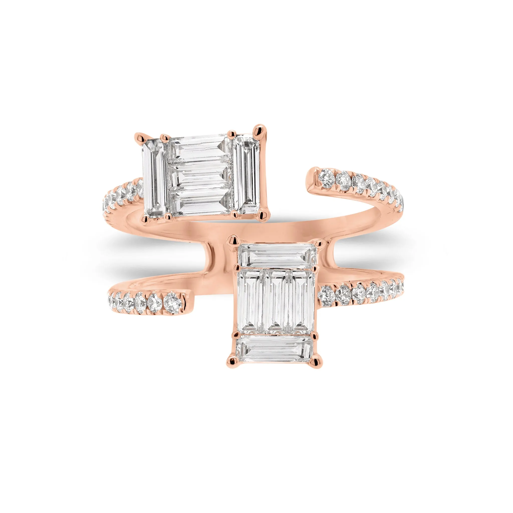 Diamond Baguette Double Claw Ring