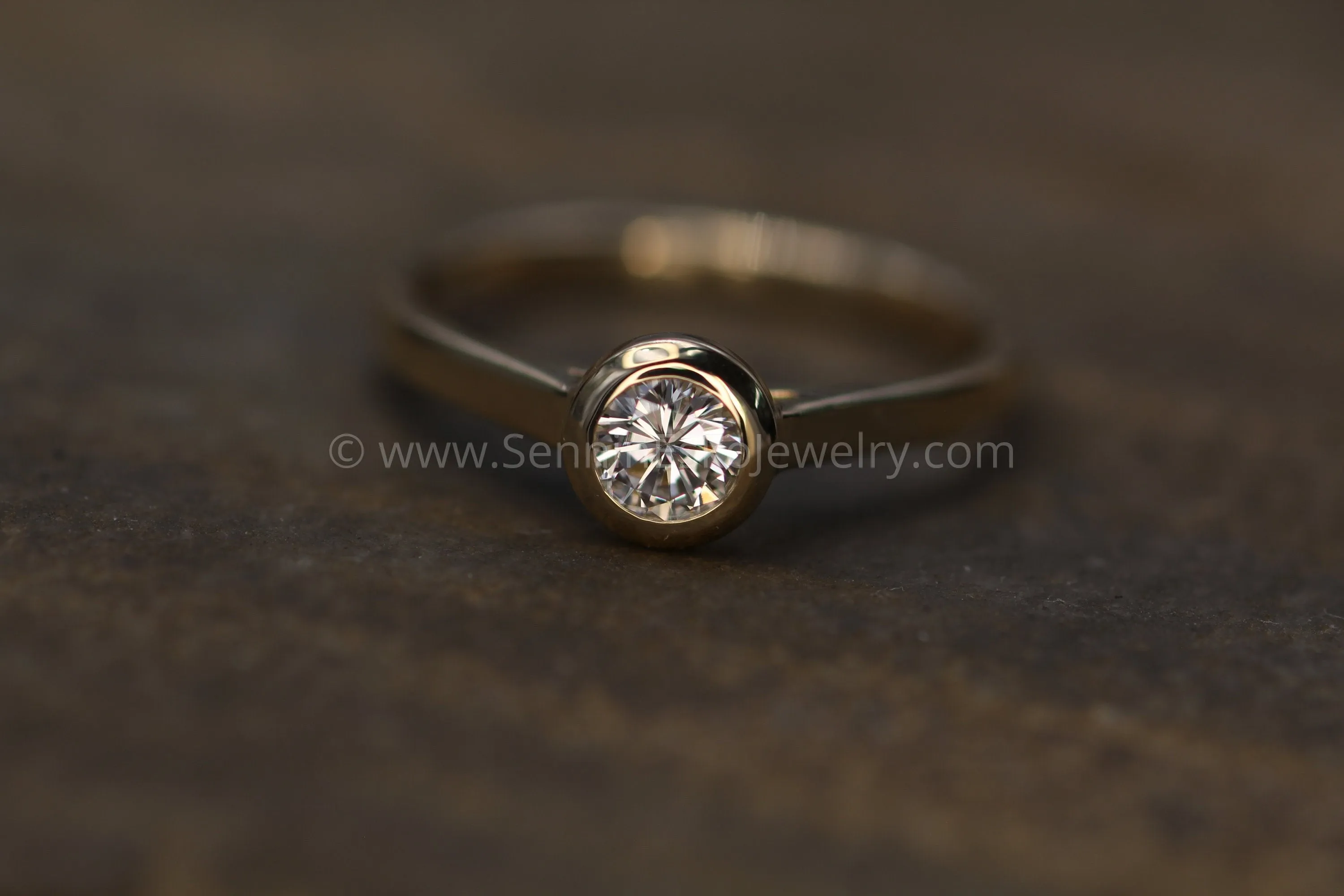 Diamond Peekaboo Yellow Gold Hand Made Vintage Inspired Engagement Ring