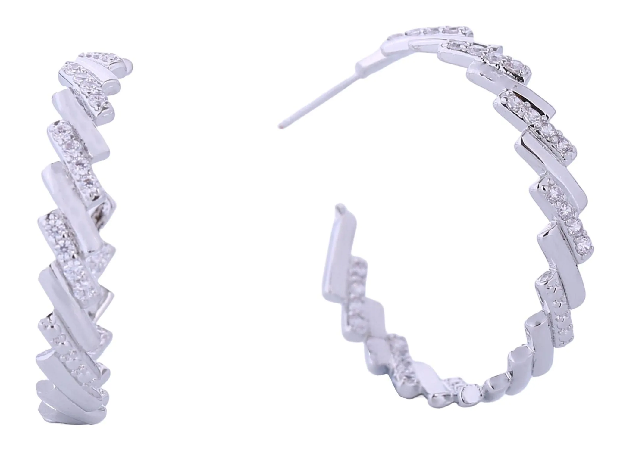 DJE310692 14K Crystal Baguette Hoop Earrings