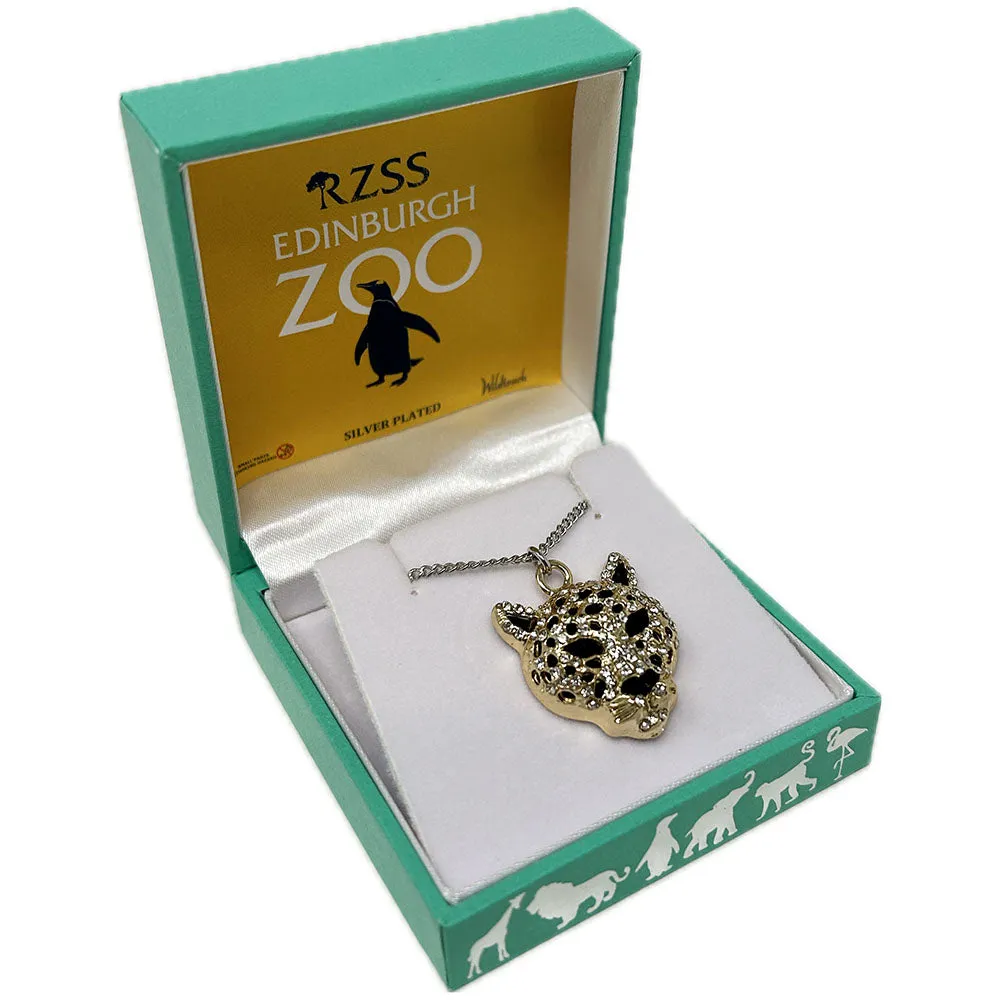 Edinburgh Zoo Boxed Cheetah Face Pendant Necklace