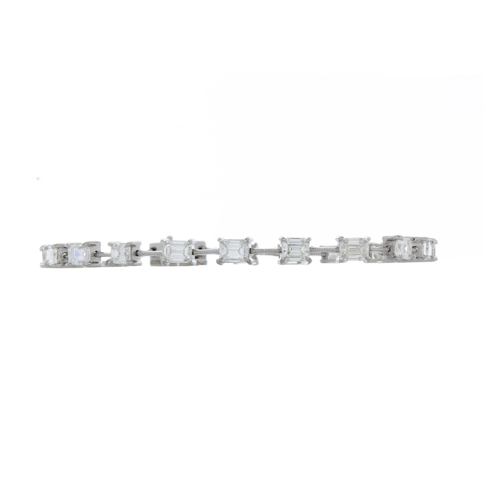 Emerald-Cut Diamond Platinum Line Bracelet, 5.92 Carats