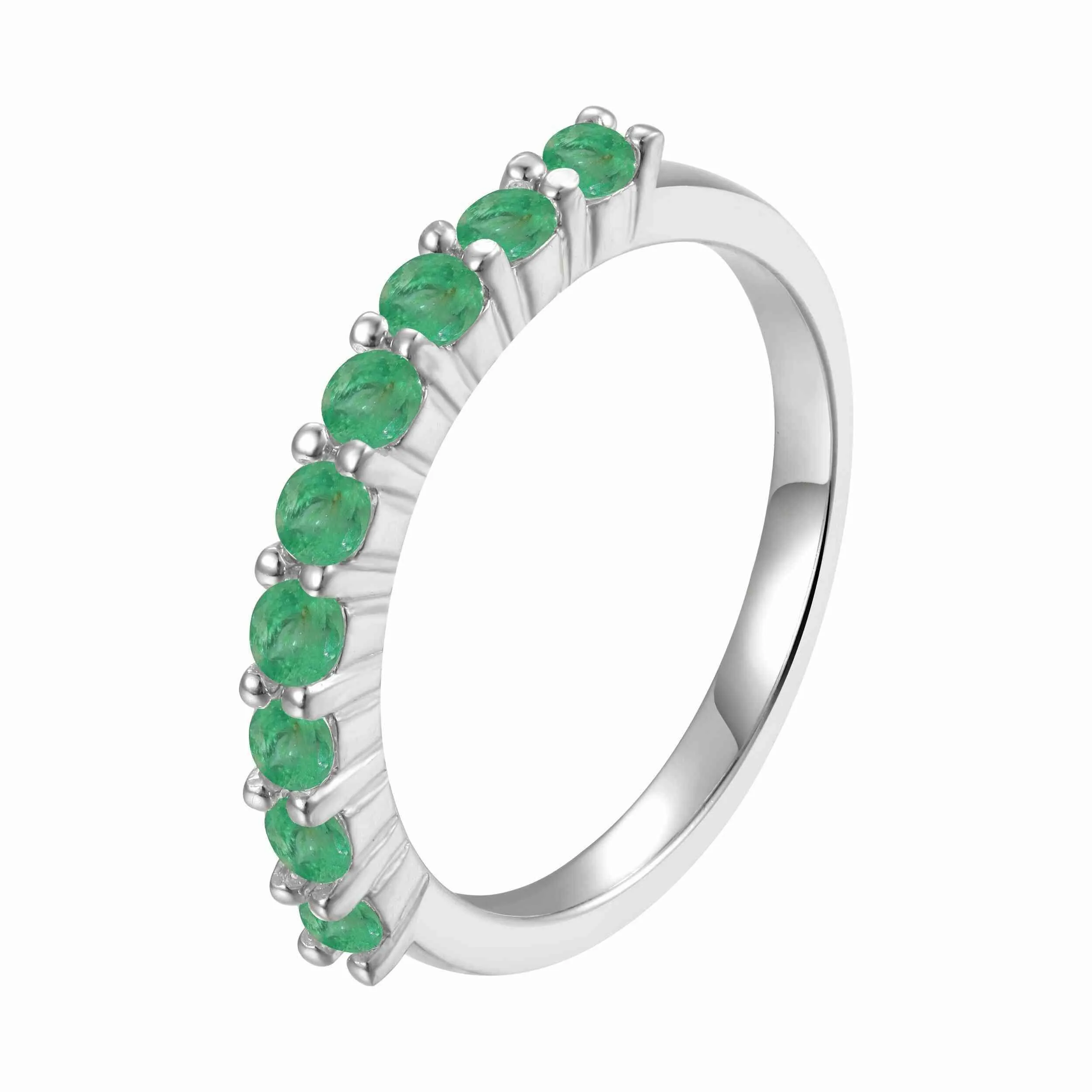 Emerald Half Eternity Band Ring