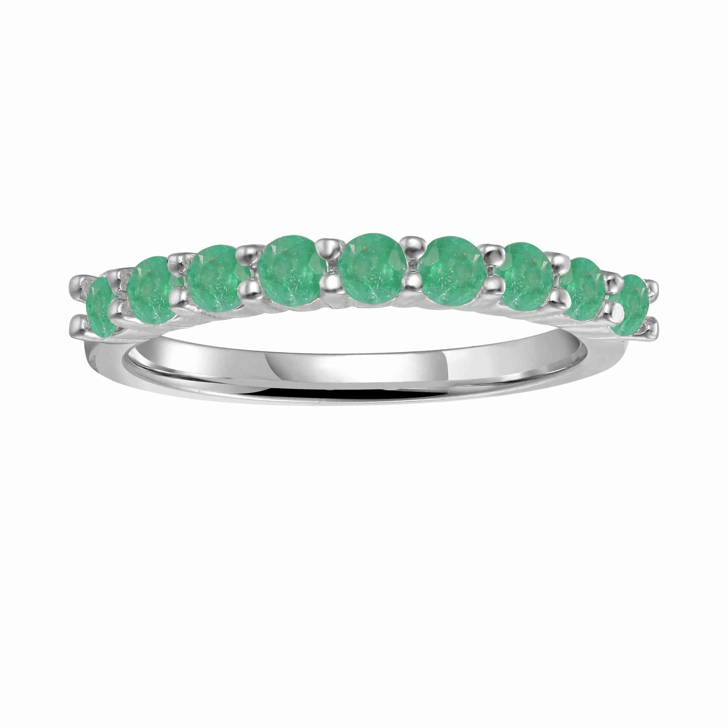 Emerald Half Eternity Band Ring