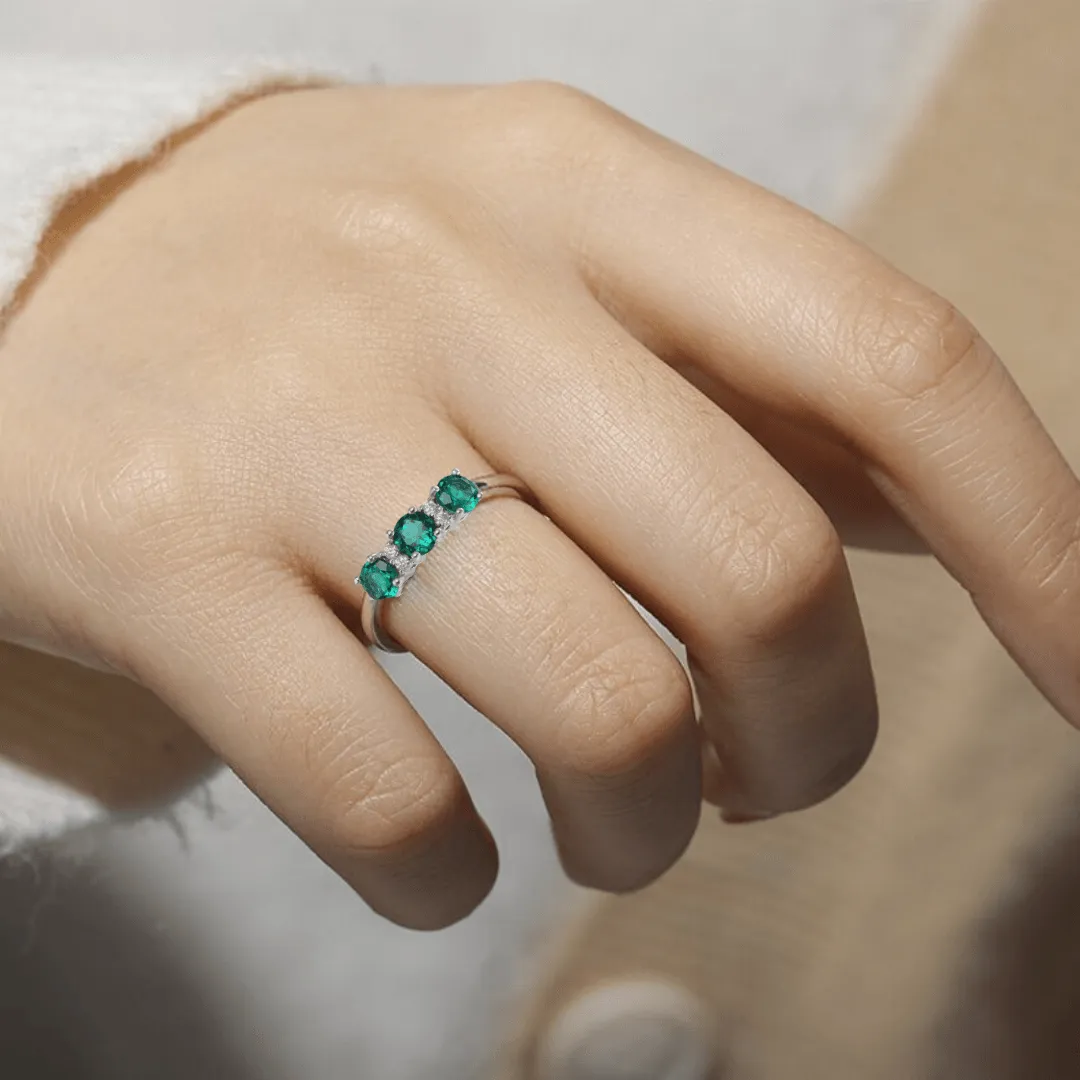 Emerald Three Stone Ring