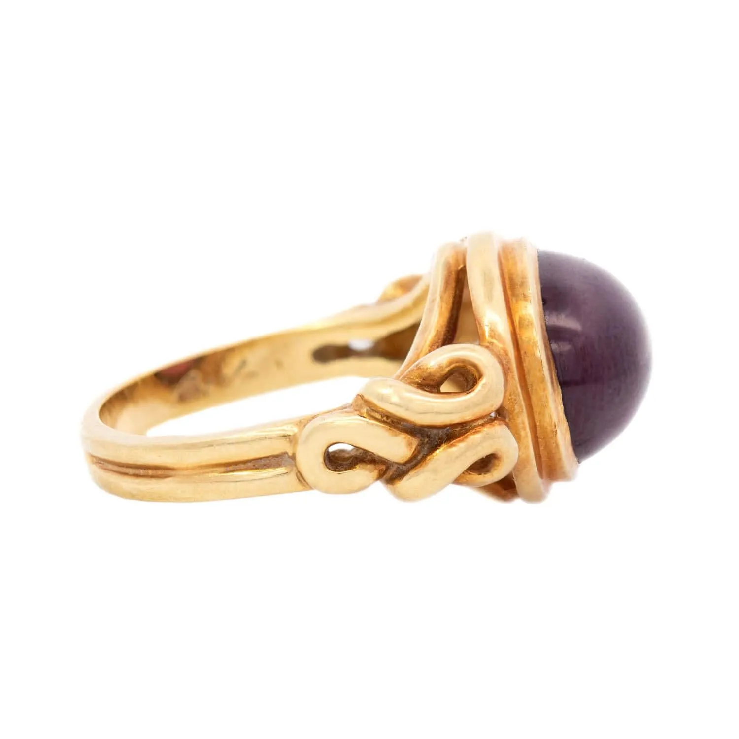 Estate 18k Rhodolite Garnet Cabochon Ring