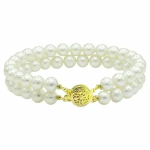 ESTATE PEARLS 14KT YELLOW GOLD CLASSIC DOUBLE STRAND OPEN FILIGREE LOVE BRACELET