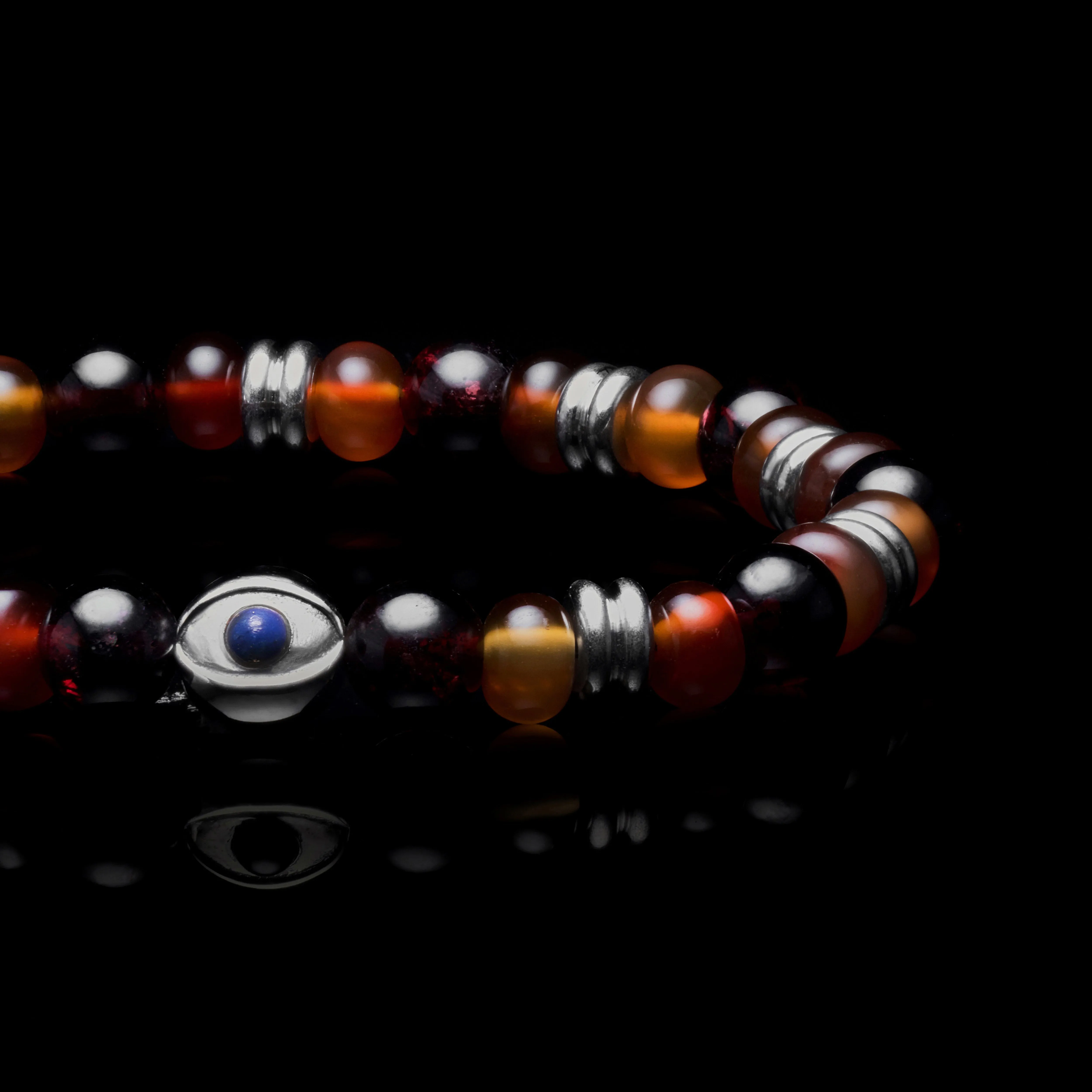 Evil Eye Agate Beaded Bracelet