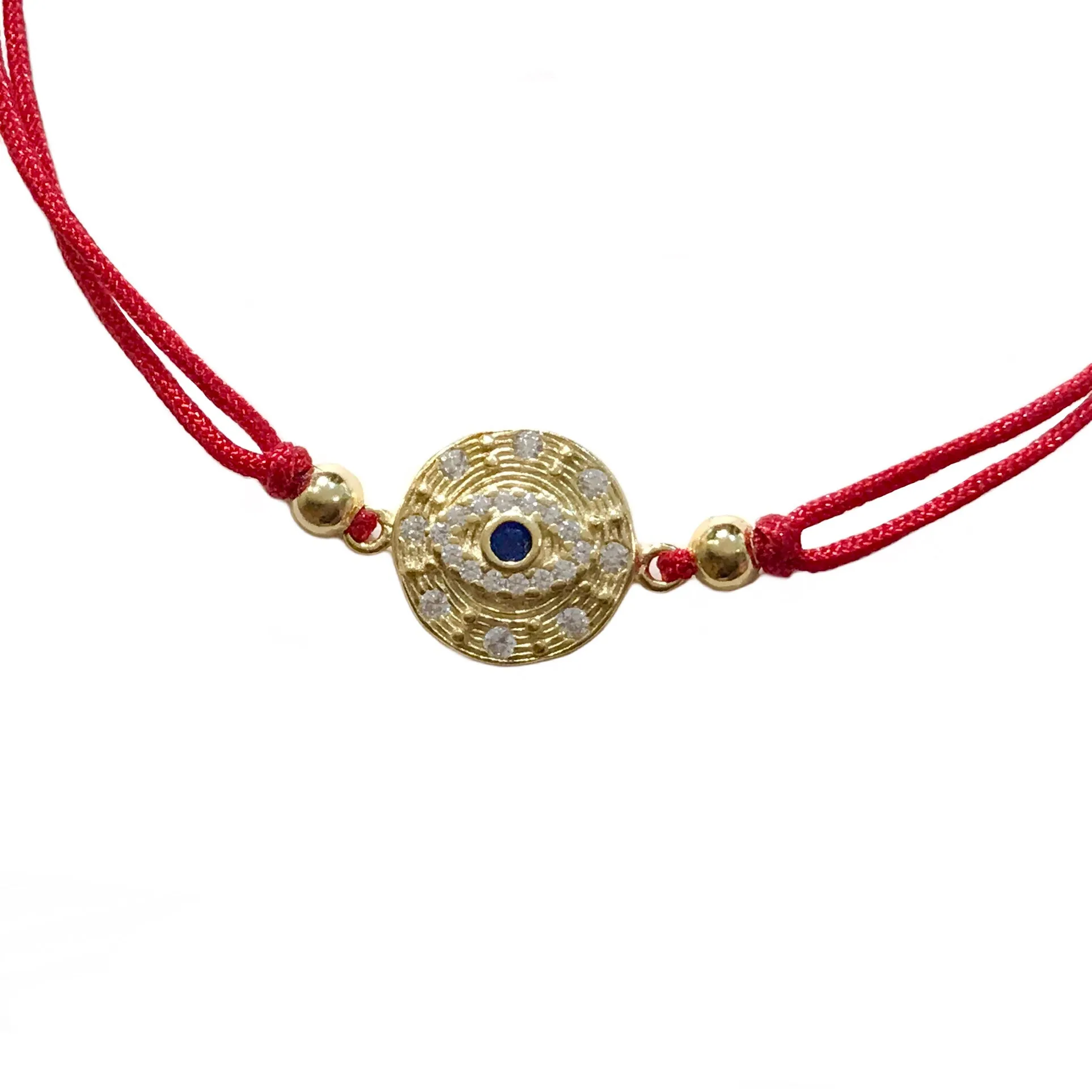 Evil Eye Disc Red Thread Bracelet