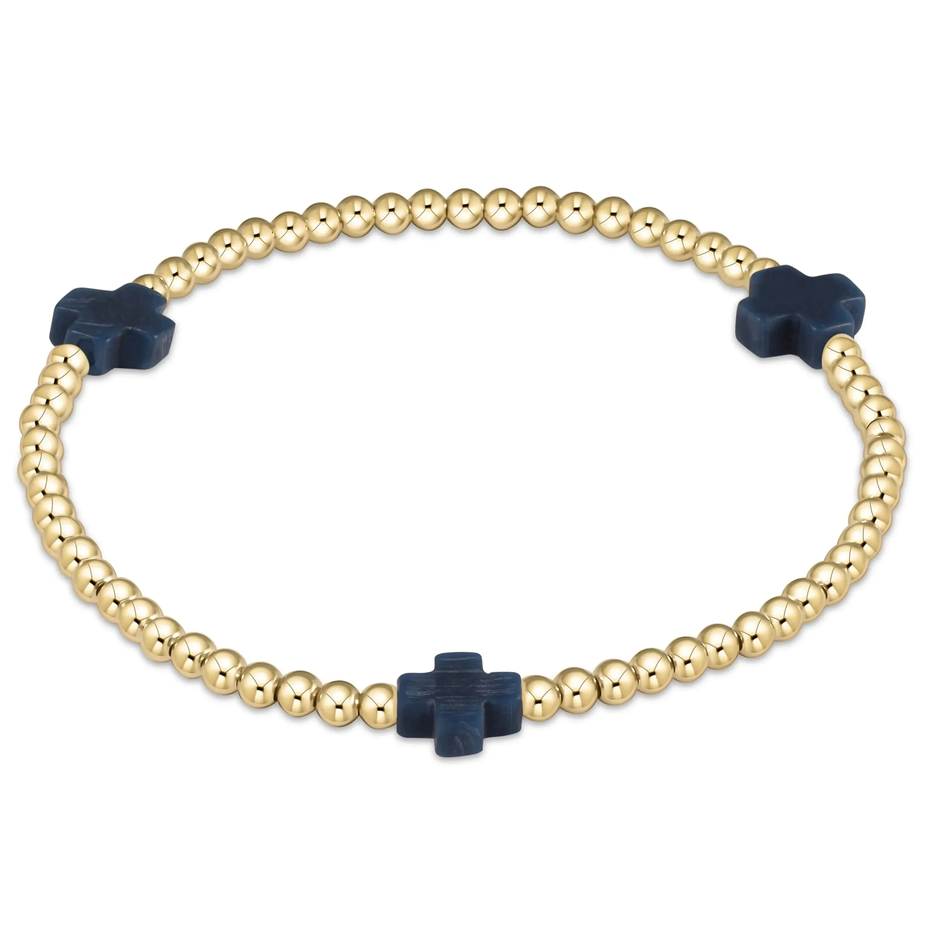 Extends Signature Cross Gold Pattern 3mm Bead Bracelet