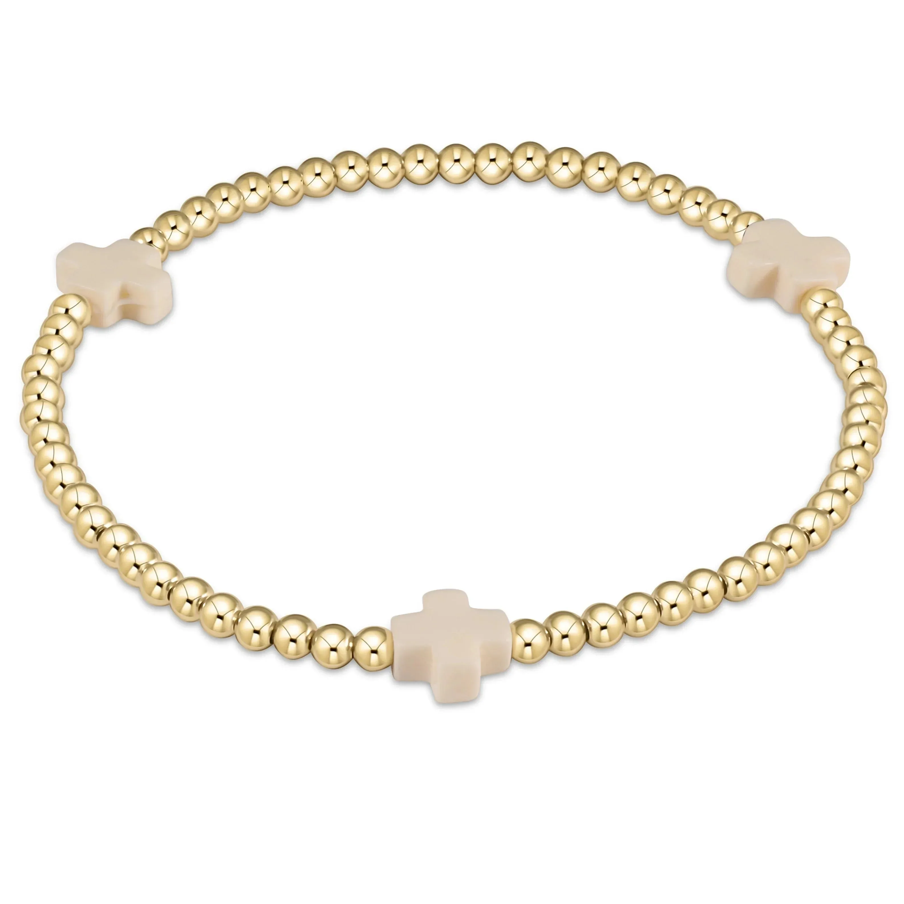 Extends Signature Cross Gold Pattern 3mm Bead Bracelet