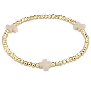 Extends Signature Cross Gold Pattern 3mm Bead Bracelet