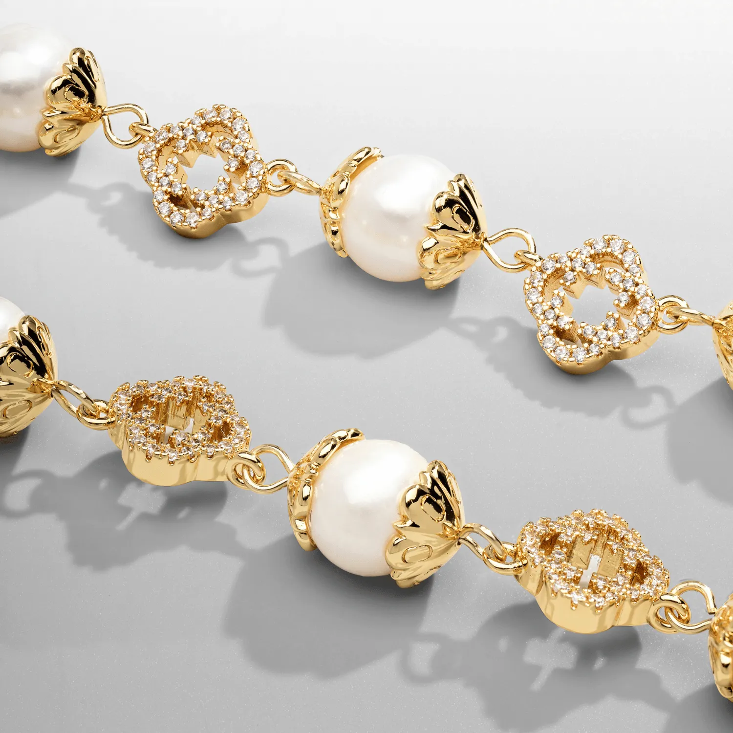 Filigree Real Pearl Necklace (Gold)