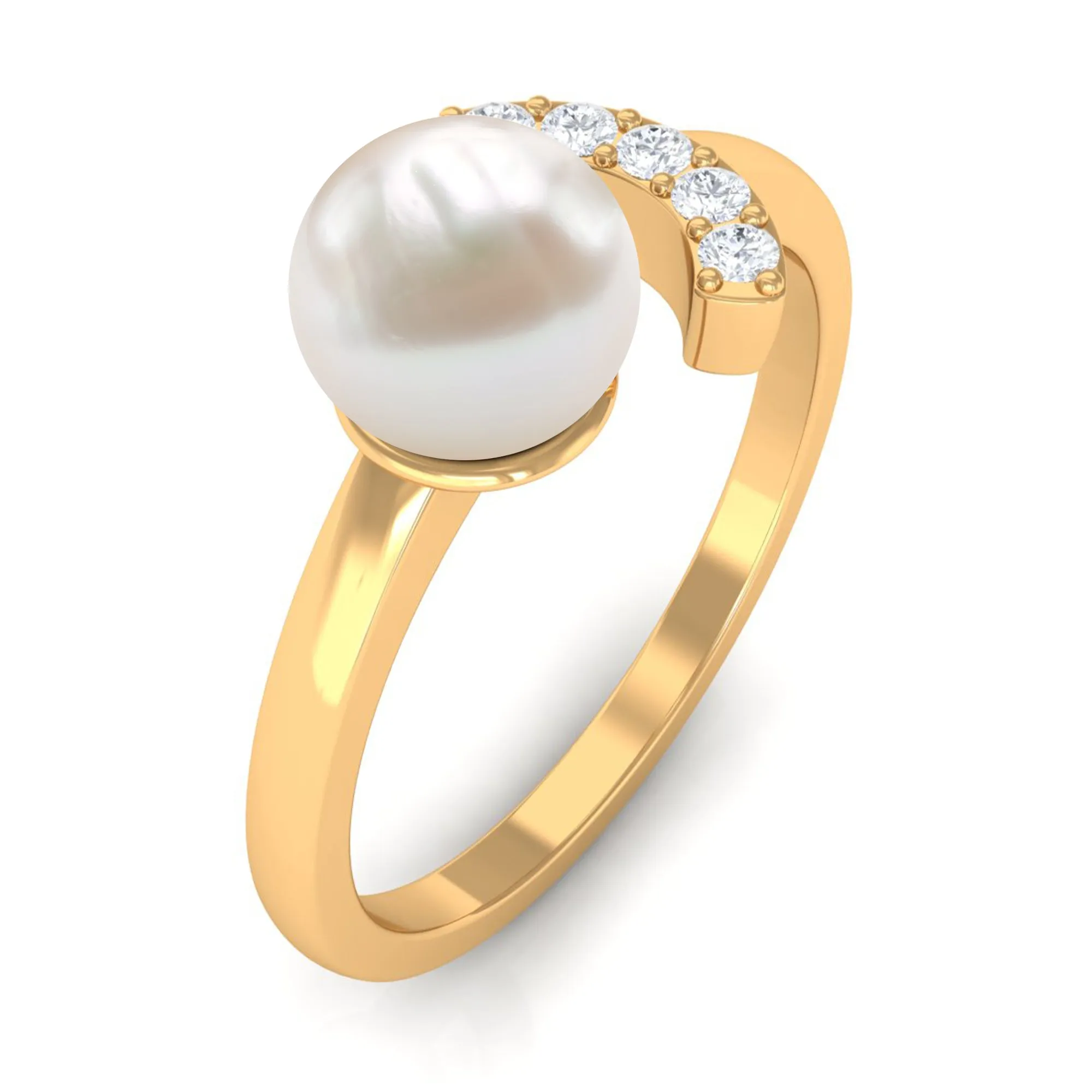 Freshwater Pearl and Diamond Cuff Ring