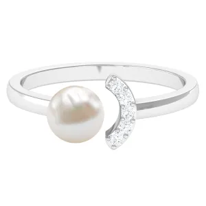 Freshwater Pearl and Diamond Cuff Ring