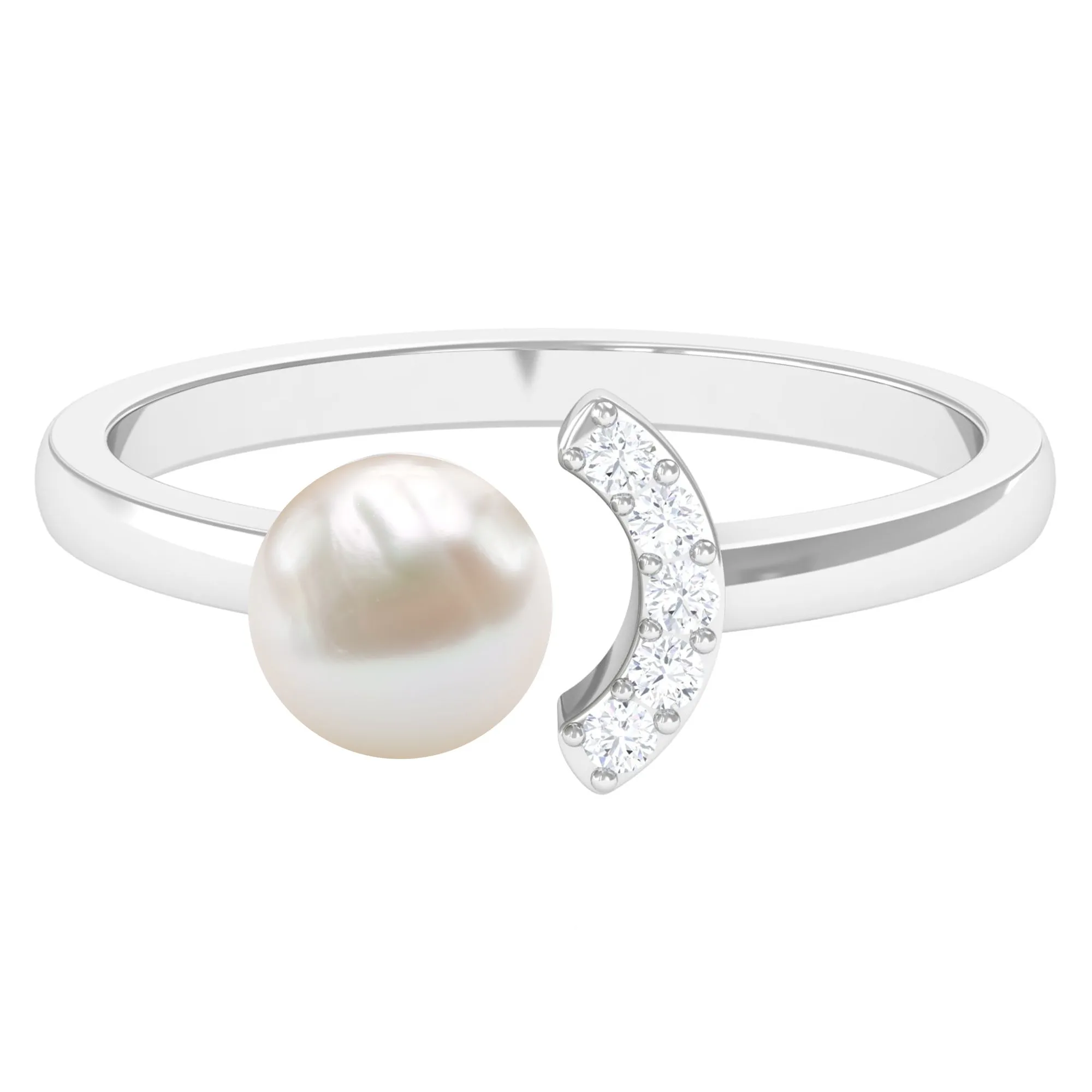 Freshwater Pearl and Diamond Cuff Ring