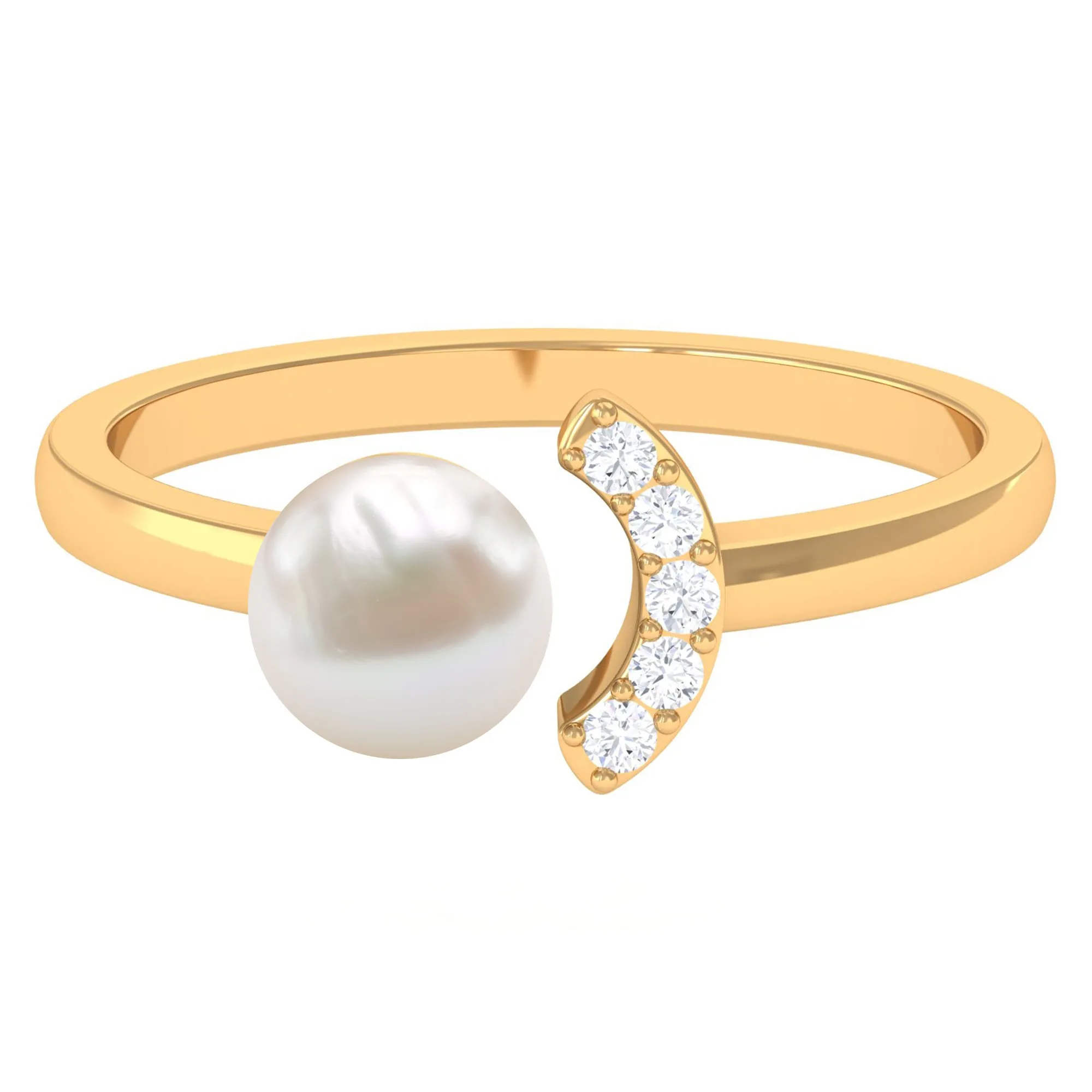 Freshwater Pearl and Diamond Cuff Ring