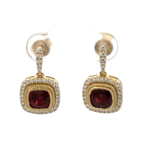 Garnet & Diamond Dangle Earrings