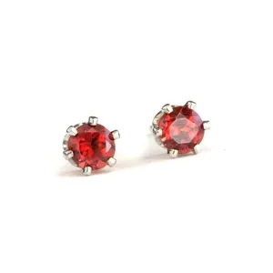 Garnet and Sterling Silver Stud Earrings