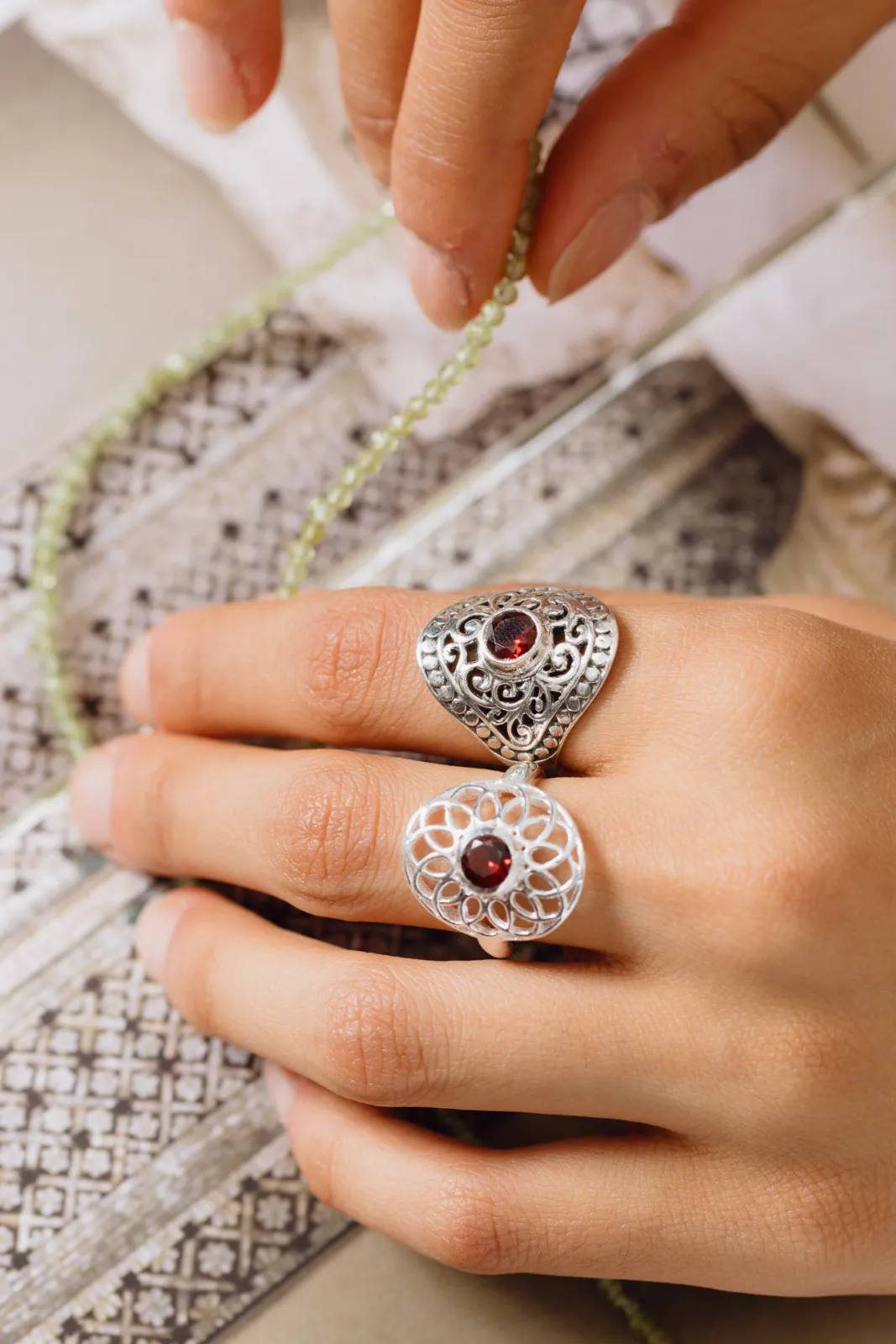 Garnet Hera Filigree Ring