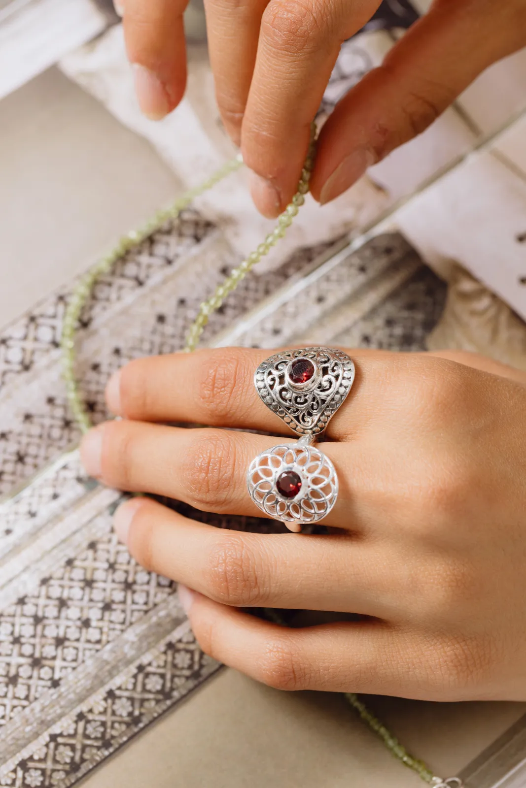 Garnet Hera Filigree Ring