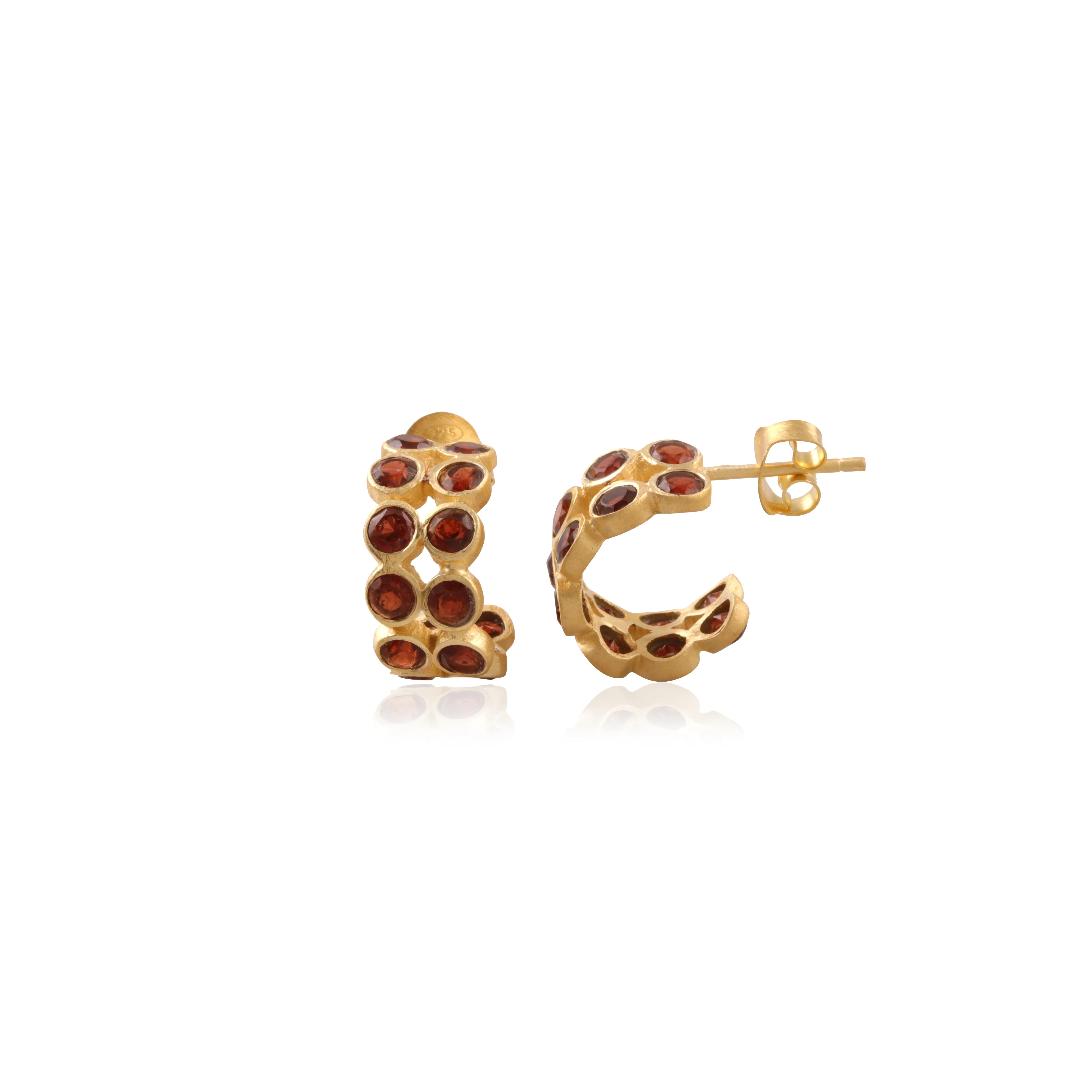 Garnet Huggie Earrings