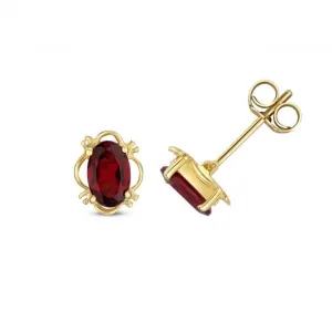 Garnet Oval Stud Earrings ED412G