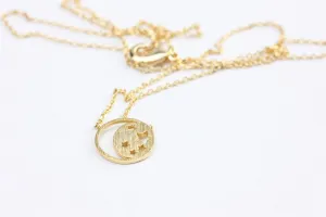 Gold Moon and Star Charm Necklace