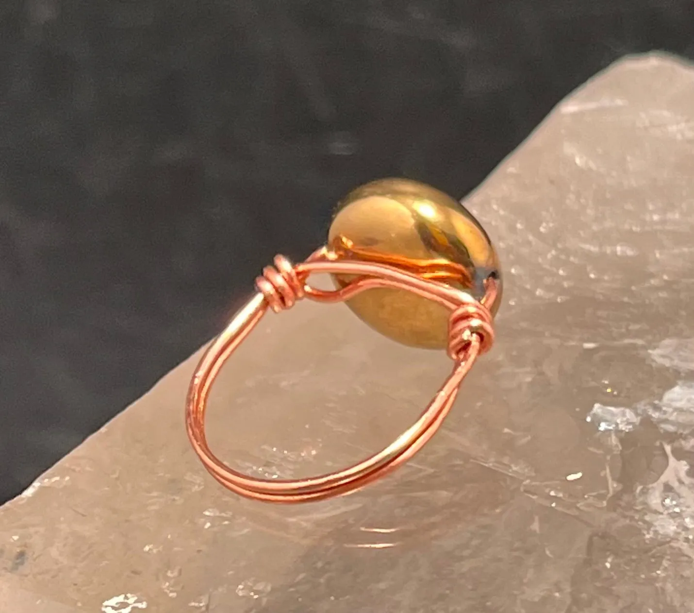 Gold Plated Agate Copper Bead Ring