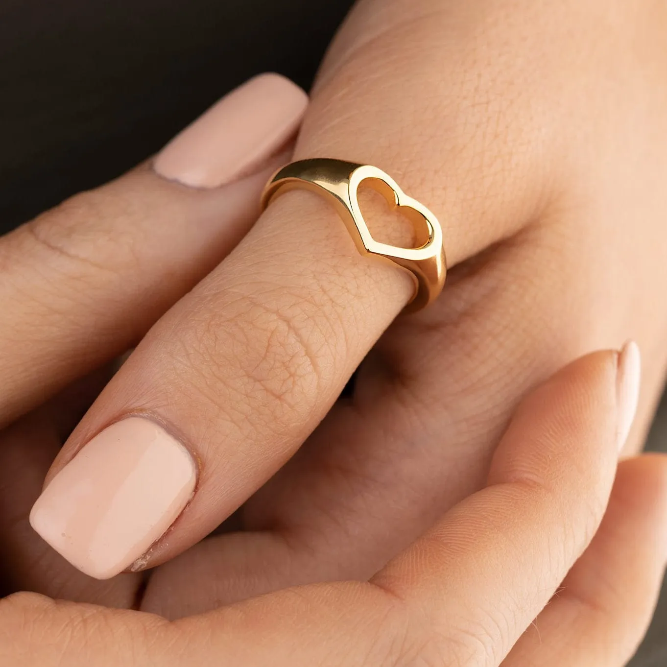 Gold Plated Open Heart Ring