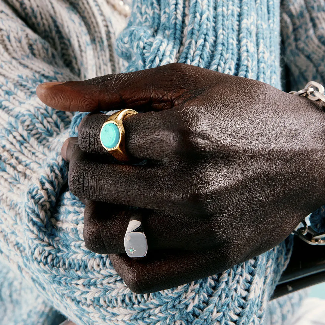 Gold Round Turquoise Ring