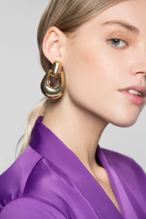 Gold Solid U- Hoop Earrings