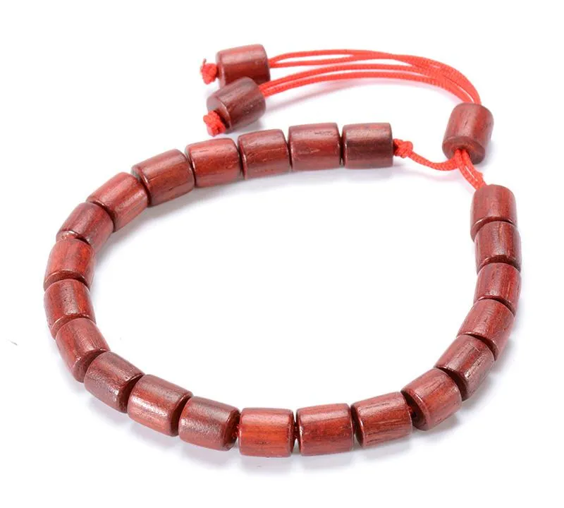 Handmade Red Sandalwood Beads Adjustable Mala Rope Bracelet