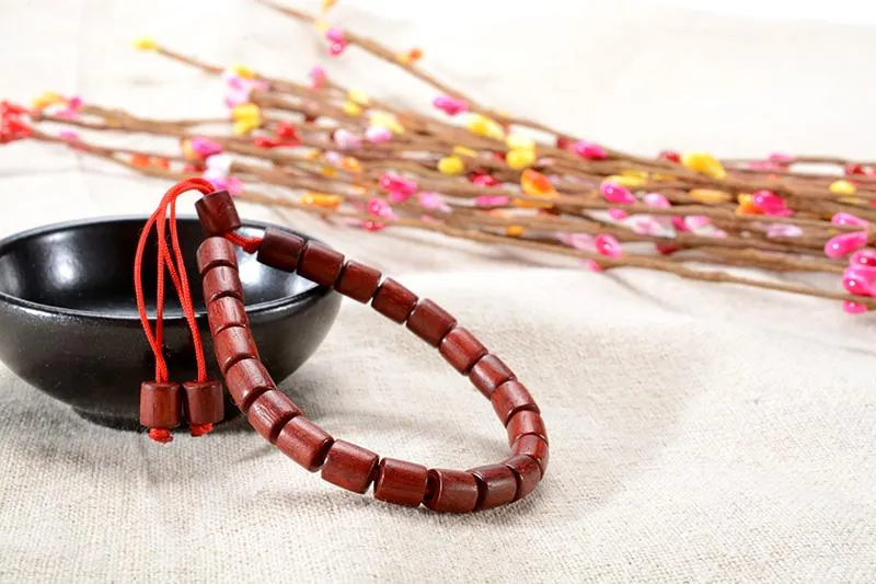 Handmade Red Sandalwood Beads Adjustable Mala Rope Bracelet