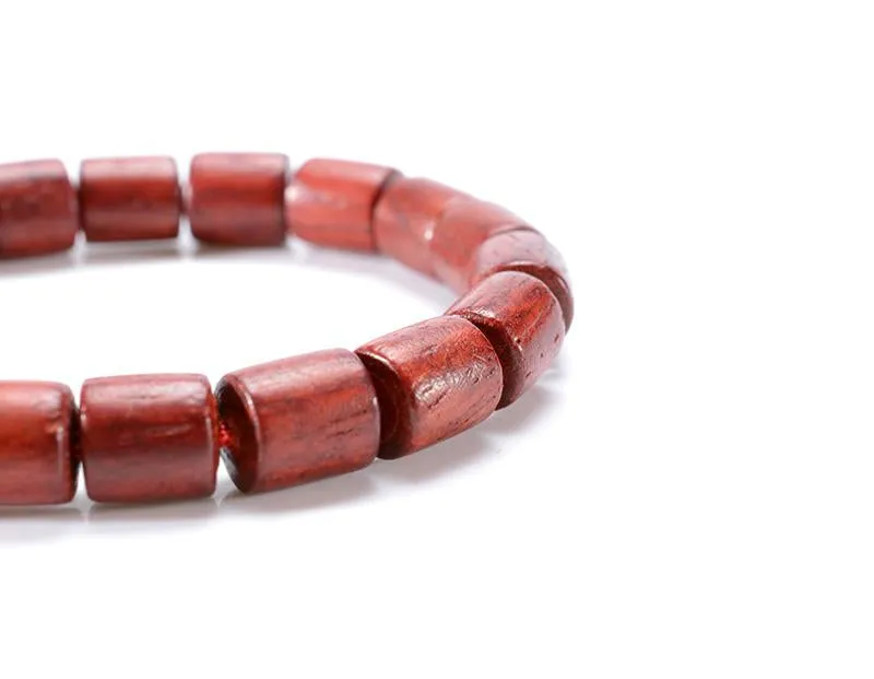 Handmade Red Sandalwood Beads Adjustable Mala Rope Bracelet