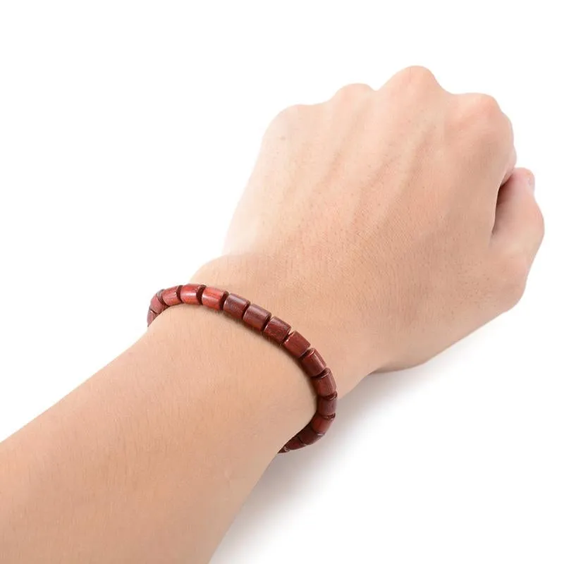 Handmade Red Sandalwood Beads Adjustable Mala Rope Bracelet